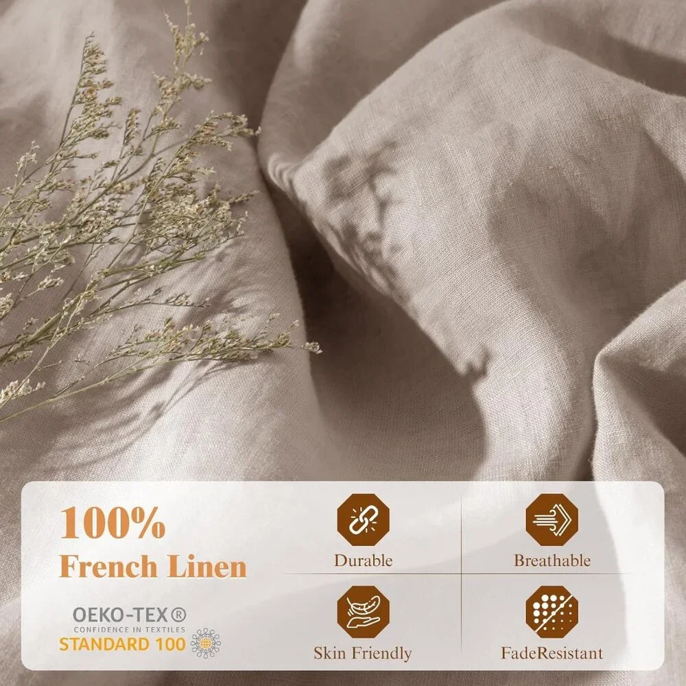 100% France Linen Duvet Cover Set 3 Pcs